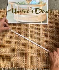 MINHKUST 24 Width Natural Brown Dark Square Rattan Cane Webbing Roll for Caning Projects - Pre-Woven Radio Mesh Cane Webbing Sheet for Furniture, Chair, Table, Ceiling - 3