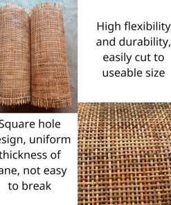 MINHKUST 24 Width Natural Brown Dark Square Rattan Cane Webbing Roll for Caning Projects - Pre-Woven Radio Mesh Cane Webbing Sheet for Furniture, Chair, Table, Ceiling - 4