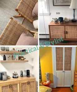 MINHKUST 24 Width Natural Brown Dark Square Rattan Cane Webbing Roll for Caning Projects - Pre-Woven Radio Mesh Cane Webbing Sheet for Furniture, Chair, Table, Ceiling - 6