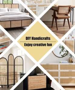 Plastic Rattan Square Webbing Roll, 16 in x 6.6 Ft, Faux Cane Webbing for DIY Home Decor Projects, Pre-Woven Open Mesh for Furniture, Bed, Cabinet, Wardrobe, Room Divider, Light Shade - 6