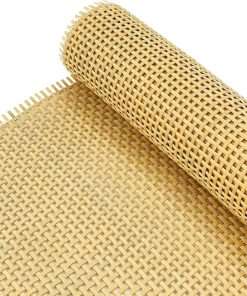 Plastic Rattan Square Webbing Roll, 16 in x 6.6 Ft, Faux Cane Webbing for DIY Home Decor Projects, Pre-Woven Open Mesh for Furniture, Bed, Cabinet, Wardrobe, Room Divider, Light Shade - 8