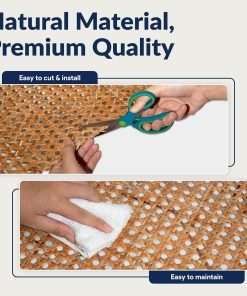 Premium 24 Cane Webbing Roll - 100% Natural Rattan Material (Not Plastic) - 5ft Length Hexagon Rattan Fabric, Open Weave Rattan Sheets for DIY, Chair Cane Supplies, Caning Material for Furniture - 3