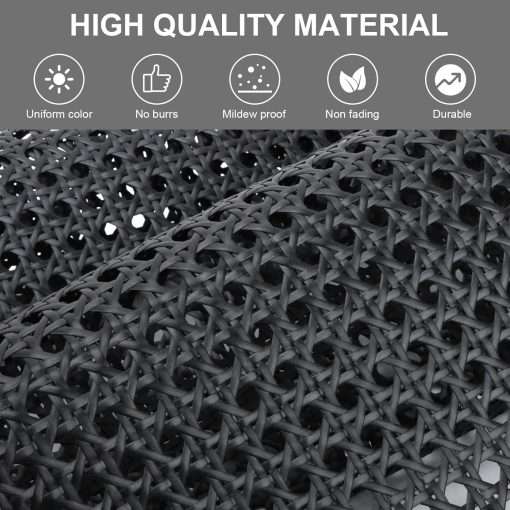 23.6 x 72 Plastic Cane Webbing, 6 Feet Cane Webbing Roll for Caning Project, Black Cane Webbing, Rattan Webbing, Caning Material for Chairs, Cabinet, Dresser, Furniture - 5