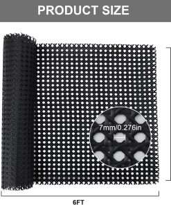 23.6 x 72 Plastic Cane Webbing, 6 Feet Cane Webbing Roll for Caning Project, Black Cane Webbing, Rattan Webbing, Caning Material for Chairs, Cabinet, Dresser, Furniture - 6