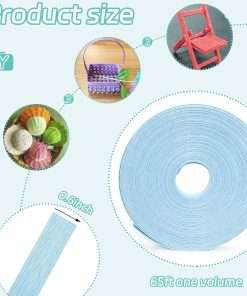 65 ft Rattan Weaving Cane, 0.6 inch Paper Rattan Weaving Supplies for DIY Home Kitchen Decoration (Blue) - 2