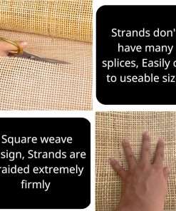 MINHKUST 16 Width Natural Square Rattan Cane Webbing Roll 4 Feet Length for Caning Projects - Pre-Woven Radio Mesh Cane Webbing Sheet for Furniture, Chair, Table, Ceiling - 3