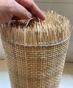 MINHKUST 16 Width Natural Square Rattan Cane Webbing Roll 4 Feet Length for Caning Projects - Pre-Woven Radio Mesh Cane Webbing Sheet for Furniture, Chair, Table, Ceiling - 4