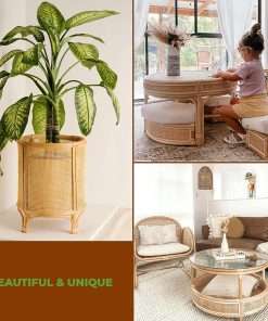 MINHKUST 16 Width Natural Square Rattan Cane Webbing Roll 4 Feet Length for Caning Projects - Pre-Woven Radio Mesh Cane Webbing Sheet for Furniture, Chair, Table, Ceiling - 6
