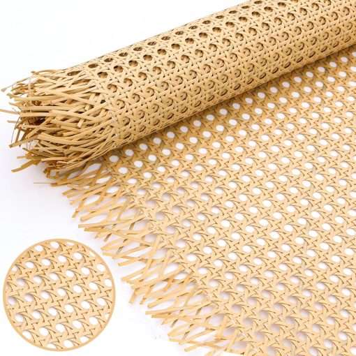 Plastic Cane Webbing Roll 20x86.6, Handwoven PP Synthetic Rattan Rolls, Faux Cane Open Weave Mesh for DIY Furniture Decoration - Beds, Chairs, Cabinets, Ceilings - 1