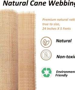 Natural Rattan Cane Webbing Roll - 24 x 60 - Square Grid Tight Weave, Eco-Friendly Material for DIY Furniture, Home Decor & Crafts - 2