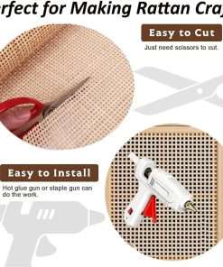 Natural Rattan Cane Webbing Roll - 24 x 60 - Square Grid Tight Weave, Eco-Friendly Material for DIY Furniture, Home Decor & Crafts - 4