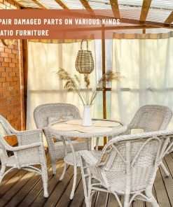 Kigley 2 Bundles 120 ft Wicker Repair Kit Round Synthetic Rattan Weaving Material White Plastic Wicker Repair Supplies Replacement Basket Weaving Kit for Patio Chair Sofa Furniture DIY - 4