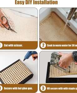 Plastic Rattan Square Webbing Roll, 24 in x 5 Ft, Faux Cane Webbing for DIY Home Decor Projects, Pre-Woven Open Mesh for Furniture, Bed, Cabinet, Wardrobe, Room Divider, Light Shade - 3