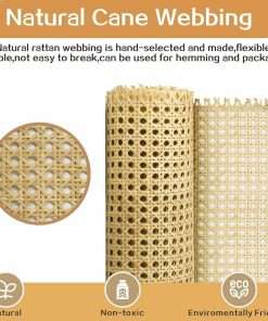 24 Width Natural Cane Webbing 5 Feet, Rattan Webbing for Caning Project, Rattan Webbing roll for for Furniture Chair Cabinet Ceiling Door Sofa Beds - 2