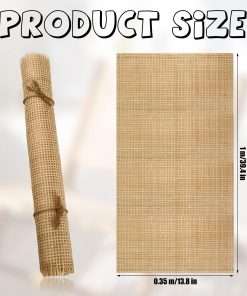 Cane Rattan Webbing Roll, 3.28ft x 13.8inch Woven Open Rattan Mesh Natural Rattan Webbing for Caning Projects Square Hollow Wide Rattan for DIY Crafts Cabinet Chair Furniture - 2