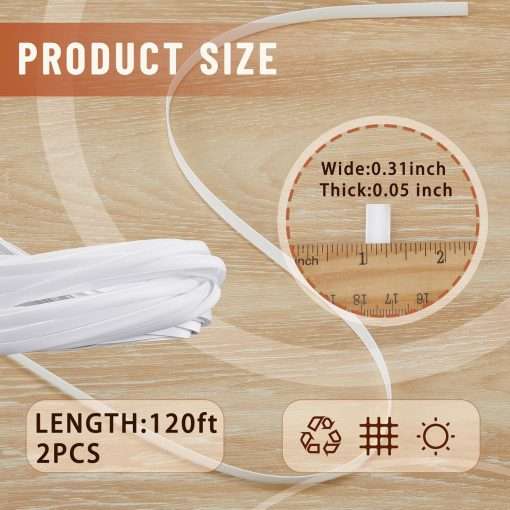 Kigley 2 Bundles 120 ft Wicker Repair Kit Flat Synthetic Rattan Weaving Material White Plastic Wicker Repair Supplies Replacement Basket Weaving Kit for Patio Chair Sofa Furniture DIY - 3