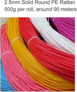 Round Plastic Rattan 2.5mm Plastic Wicker Round Faux Rattan for Repairing and DIY Weaving Storage Basket (Khaki) - 2