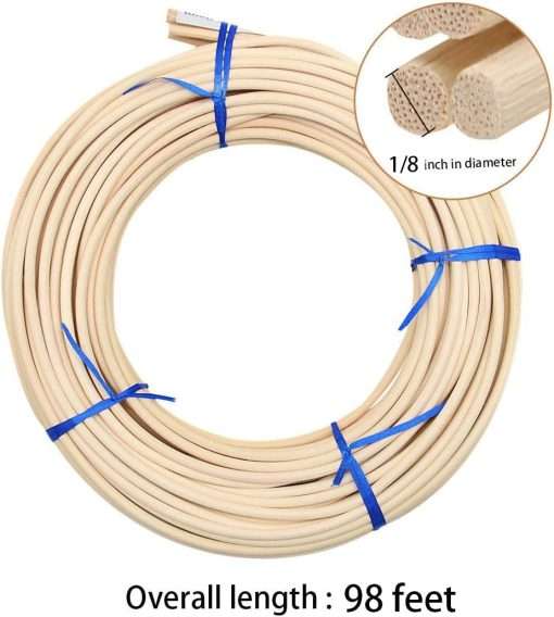YUENPUN #4 Reed Spline 98 Feet x 1-8 Inches Cane Webbing for Weaving, Cane Webbing for Chair Repair, Strong Permeable Cane Webbing Roll for Winding, Modeling, Decoration, Weaving, Aromatherapy - 2