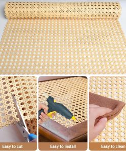 Storystore Rattan Webbing Roll, 16 x 40 Inch Woven Open Rattan Mesh PE Cane Webbing for DIY Home Decor Projects, Synthetic Rattan for Furniture, Chair, Cabinet, Ceiling, Bed, Door - 3