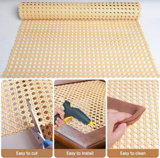 Storystore Rattan Webbing Roll, 16 x 40 Inch Woven Open Rattan Mesh PE Cane Webbing for DIY Home Decor Projects, Synthetic Rattan for Furniture, Chair, Cabinet, Ceiling, Bed, Door - 3