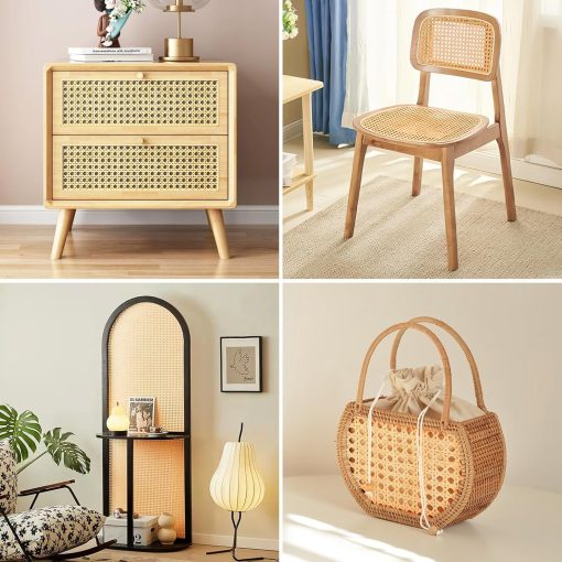 Storystore Rattan Webbing Roll, 16 x 40 Inch Woven Open Rattan Mesh PE Cane Webbing for DIY Home Decor Projects, Synthetic Rattan for Furniture, Chair, Cabinet, Ceiling, Bed, Door - 6