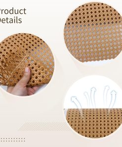 13.8 Width Rattan Webbing Roll Sheet, 3.3 FT Natural Rattan Material Roll, Woven Open Mesh Cane for Furniture, Chair, Cabinet, Ceiling, Bed - 4