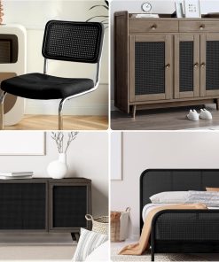 16 x 144 Plastic Cane Webbing for Basket Making, Black Synthetic Rattan Roll for Crafting, Basketry Supplies, DIY Projects - 2