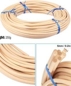 2 rolls # 8 Spline, 66 Ft Each roll Reed Spline, Diameter 0.2 In（5mm）Natural Cane Webbing Roll, and Round Reed Coil for DIY Furniture Making and Wicker Weaving - 2