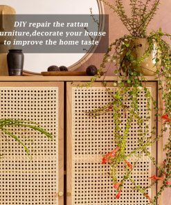 Upgraded Plastic Rattan Webbing, 16x60 inches DIY Handwoven Synthetic Poly Rattan, Wicker Cane Rattan Webbing for Home Decor Projects Furniture Caning Chairs Cabinets Beds, Brown - 4