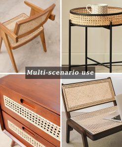 Upgraded Plastic Rattan Webbing, 16x60 inches DIY Handwoven Synthetic Poly Rattan, Wicker Cane Rattan Webbing for Home Decor Projects Furniture Caning Chairs Cabinets Beds, Brown - 6