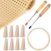 12 Pcs Rattan Repair Kit with Cane Webbing Roll, 3-16 Inch Rattan Webbing, 2 Caning Chisel, 8 Wooden Wedges, Furniture Caning Repair Supplies for Chair, Cabinet, Basket and Home Repair - 1
