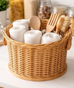 Two-Handle Storage Basket Weaving Kit – Natural Rattan (Peddig Reed), Illustrated Instructions (EN-ES), Practical Home Decor & Organizer - 4