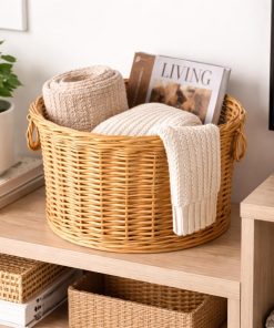 Two-Handle Storage Basket Weaving Kit – Natural Rattan (Peddig Reed), Illustrated Instructions (EN-ES), Practical Home Decor & Organizer - 5