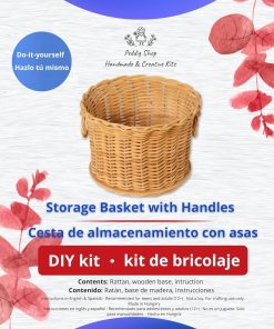 Two-Handle Storage Basket Weaving Kit – Natural Rattan (Peddig Reed), Illustrated Instructions (EN-ES), Practical Home Decor & Organizer - 9