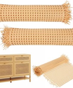 IANFAN 2 Rolls Cane Webbing, 14 Width x 6.6 Feet Natural Cane Rattan Webbing Roll for Caning Projects, Woven Open Mesh Cane Webbing Sheet for Furniture, Chair, Cabinet, Ceiling - 1
