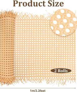 Alternative view of IANFAN 2 Rolls Cane Webbing, 14" Width x 6.6 Feet Natural Cane Rattan Webbing Roll for Caning Projects, Woven Open Mesh Cane Webbing Sheet for Furniture, Chair, Cabinet, Ceiling
