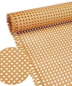 INTERWARM 18.4x9.8FT Plastic Rattan Cane Webbing, Faux Cane Open Weave Mesh Handwoven PE Synthetic Rattan Rolls for DIY Furniture Decoration Beds Chairs Cabinets Ceilings, Sandy Brown - 1
