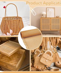 Alternative view of INTERWARM 18.4"x9.8FT Plastic Rattan Cane Webbing, Faux Cane Open Weave Mesh Handwoven PE Synthetic Rattan Rolls for DIY Furniture Decoration Beds Chairs Cabinets Ceilings, Sandy Brown