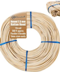 2.5 mm Round Rattan Reed - 1 Pound Coil - Basket Weaving, Wicker Furniture Making and Wicker Repair Supplies - UA-250RR