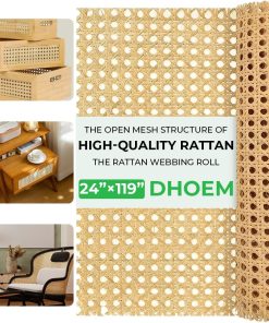 24 x 119 Inch Cane Webbing, Natural Rattan Cane Webbing Roll Open Mesh Woven Cane Material,DIY Furniture, Cabinet Repairs, Ceiling, Bed & Replacement Kits​ - 1