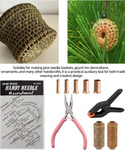Alternative view of HUIKANGSHENG Pine Needle Basket Making Set with Gauge Coiling Tool – Complete Kit with Waxed Thread, Needle, Thimble, Pliers & Tools for Rattan Weaving