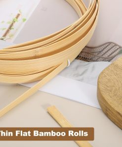Alternative view of MECCANIXITY 3 Rolls Bamboo Strips for Weaving, 0.24" x 10ft Basket Weaving Supplies Wicker Repair Kit 0.5mm Thick Thin Bamboo Strips for Basket Making DIY Crafts Furniture Chandelier
