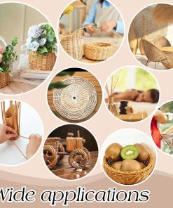 Alternative view of AHANDMAKER 10M/32ft 2mm Basket Weaving Round Strands Natural Rattan Wicker Strips for Basket Furniture Making Chair Weaving Repairing DIY Craft, PapayaWhip
