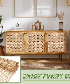 Alternative view of BENECREAT 5Ft x 16inch Natural Cane Webbing, T Shape Rattan Webbing Roll, Caning Material for DIY Supplies Furniture Decor Projects