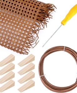 Leriton Rattan Repair Kits with 1 PC 14 Inch x 3.3 Feet Cane Webbing Roll, 1 PC 1-5 Inch Cane Webbing Spline & Caning Chisel, 8 Wooden Wedges for Chair, Cabinet, Home Caning - 1