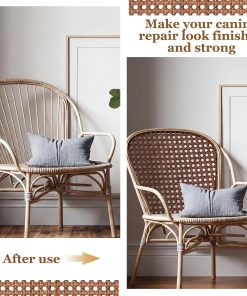 Alternative view of Leriton Rattan Repair Kits with 1 PC 14 Inch x 3.3 Feet Cane Webbing Roll, 1 PC 1/5 Inch Cane Webbing Spline & Caning Chisel, 8 Wooden Wedges for Chair, Cabinet, Home Caning Furniture Repair