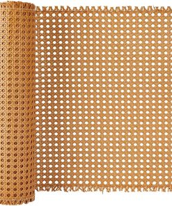MAYJOYDIY Plastic Rattan Cane Webbing Roll 118 × 17 Inch Woven Open Mesh Cane Weave Rattan Sheets for Furniture Chair Cabinet Ceiling Bed Door Decoration, Sandy Brown Tone - 1