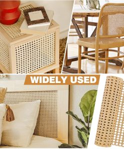 Alternative view of 14" Width x 3.3 Feet Cane Rattan Webbing Roll for Caning Projects, Cane Webbing Sheet, Natural Pre-Woven Open Mesh Caning for Furniture Chair Cabinet Ceiling Bed Door