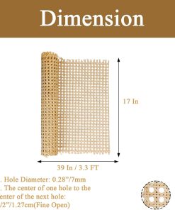 Alternative view of 16" x3.3FT Natural Rattan Cane Webbing, Woven Open Mesh Cane Net Roll for DIY Caning Furniture Decor Projects: Chair, Cabinet, Ceiling and Door(39x17 in)