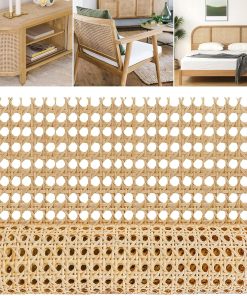 MYFAMIREA 14" Width Rattan Pressed Cane Webbing Sheet for Caning Projects, 2FT Natural Rattan Material Roll Net Woven Open Cane, Suitable for Caning Material DIY Supplies